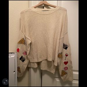 Wildfox Knit & Embellished Patches Sweater